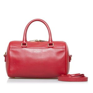 Saint Laurent Baby Duffle Handbag Shoulder Bag 2way Red Leather